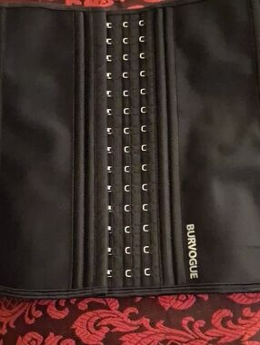 Burvogue Black Waist Cincher with Front Hook Closures